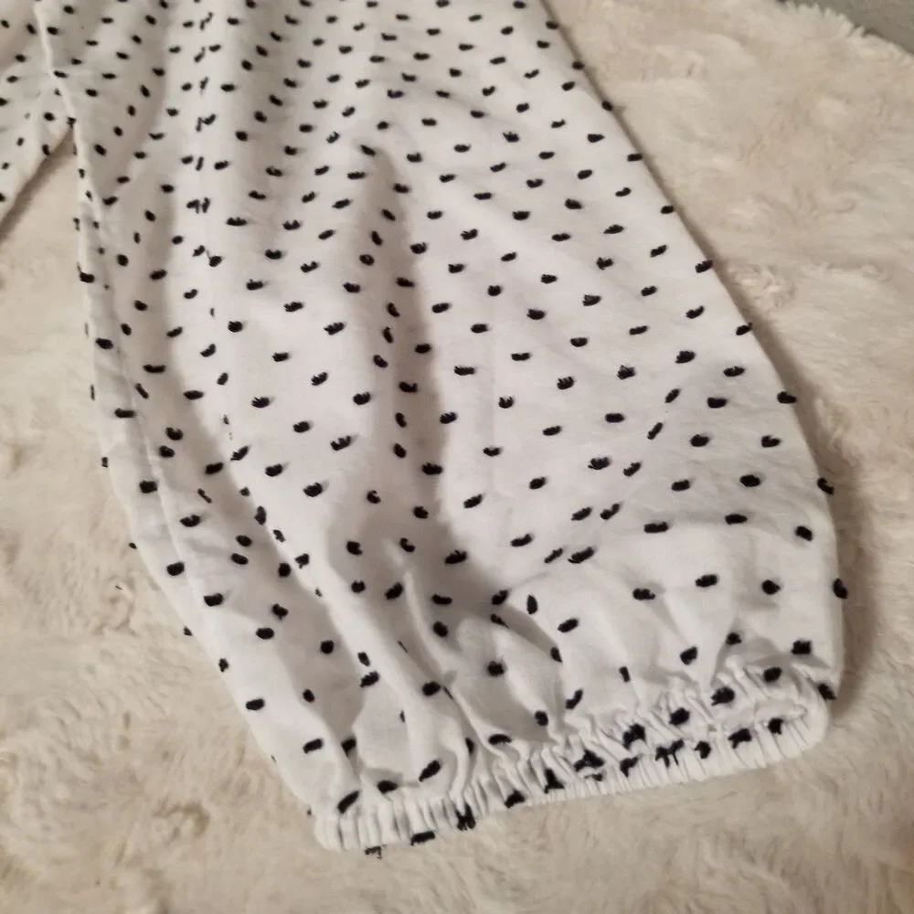 Lane Bryant Women's Top Size 18 Long Sleeve Polka Dot Textured Blouse